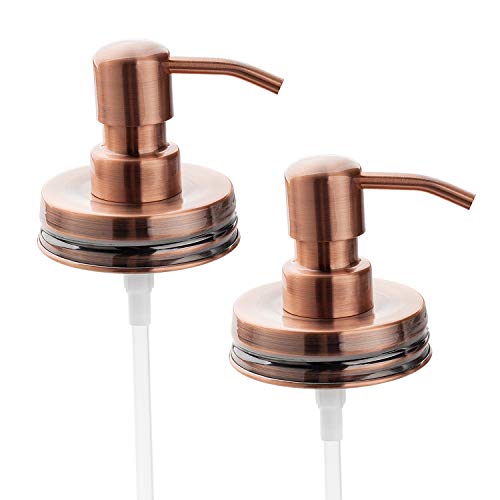 KEEGH Lotion Dispenser Lids,Mason Jar Soap Dispenser Replacement Pump Made of Rust Proof Stainless Steel,Bathroom Kitchen Accessories (Red Copper) - Thumbnail 7