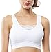 Belugue Women's Seamless Lace Overlay Bralette Wire-Free Sports Bra White L