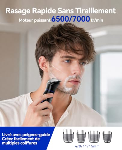Kensen 18-in-1 Men's Beard Trimmer Kit Wet & Dry IPX6 Waterproof 120 Mins of Battery Life All-in-One Trimmer for Beard, Hair and Body, 7 Cutting Heights (3/4/6/9/11/12/15mm)