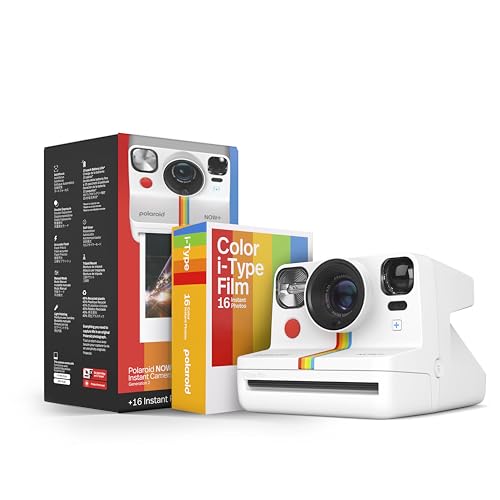 Polaroid Now+ Generation 2 - Paquete de cámara + película (16 Fotos Incluidas), Color Blanco, cámara de película instantánea controlada por aplicación conectada por Bluetooth, 6437