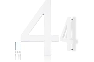 Hvatry House Numbers for Outside, White 6 inch Modern Floating Address Numbers for Front Door, Street, Apartment, Farmhouse, High Visibility Numbers Enhance Home's Exterior Charm(House Numbers 4)