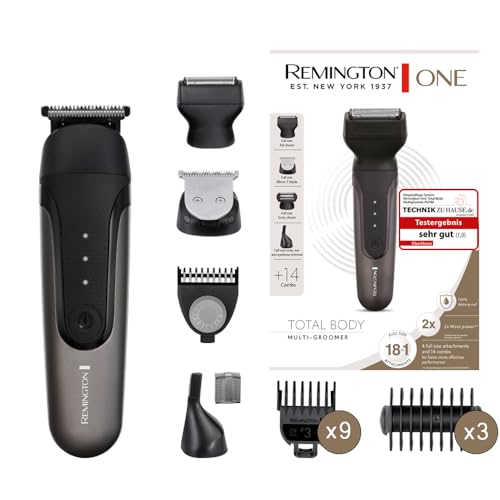 Remington ONE Multi-Haarschneidemaschine & Barttrimmer [inkl.18 Aufsteckköpfe/-kämme] Haarschneider, Bartschneider, Köper-/Nasen-/Ohr- & Augenbrauentrimmer (wasserdicht,Lithium) Multi-Groomer PG780