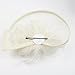 FeiYu Crafts Penny Mesh Hat Fascinator with Mesh Ribbons and Black Feathers (Off-White)