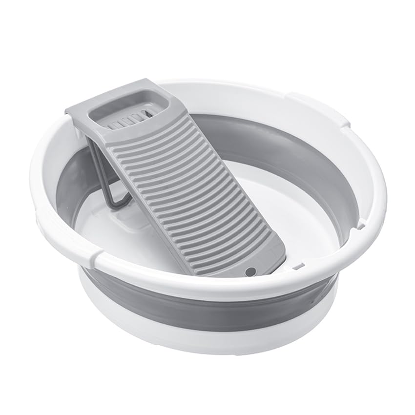 Photo 1 of Large Washboard Basin for Hand Washing Clothes,Collapsible Basin for Hand Washing Clothes,Portable Laundry Basin,Wash tub Laundry with Scrubber (Gray)