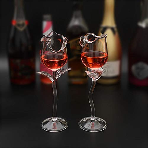 Home+ Whisky gläser, 2ST Fancy Rotwein-Becher-Wein Cocktailgläser 100 ml Rosen-Blumen-Form-Wein-Glas-Partei Barware… – Bild 5