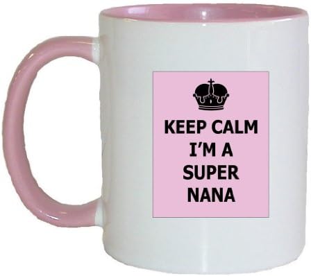 Mashed Mugs - Keep Calm I'm A Super Nana - Coffee Cup/Tea Mug (White/Pink)