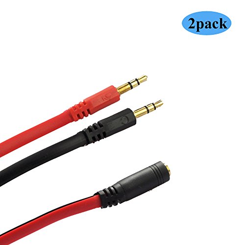 Seadream 2Pack 3Feet(1M) 3.5mm Female to Dual 3.5 Male Headset Mic & Stereo Audio Y Splitter Cable Adpter (2Pack 3Feet )