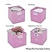 Magicfly Cloths Storage Bins with Label Holders, Set of 6 Collapsible Closet Bins with Dual Plastic Handle for Drawer Organizer, Bedroom, 12 inches, Pink