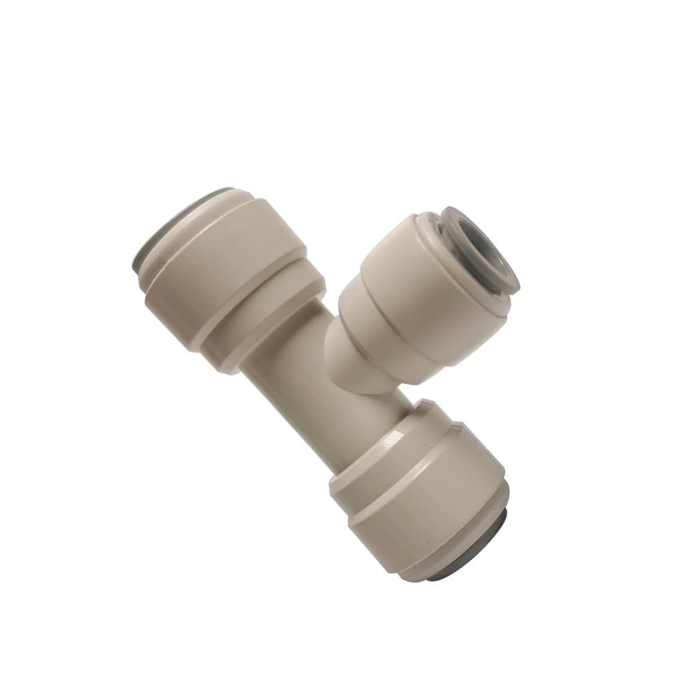 Photo 1 of Acetal Copolymer 1/2" x 3/8" Tube OD Tube Fitting,Reducing Union Tee Connector, Push to connect for RO water filter system parts (pack of 5)