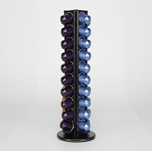 Capsule Storage Rack Rotatable ,Coffee Pod Holder ï¼ŒShelves Metal Steel for 40 Cups Nespresso,Iron ,Black (40 Pods)