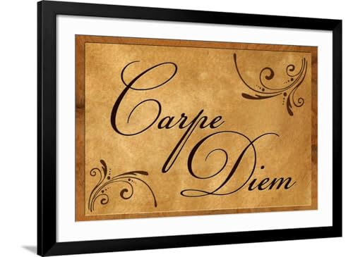 ART.COM Wall Art Print Carpe Diem Seize the Day on Black Frame, 44" x 32"