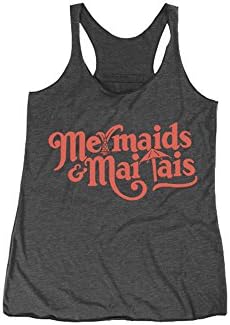 Mermaids &amp; Mai Tais Women's Tropical Cocktail Tri-Blend Racerback Tank XL Heather Grey