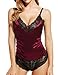 Avidlove Women Nightwear Sexy Strap Lingerie Stretch Chemise Babydoll Dark Red Large