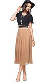 Amoretu Womens Short Sleeves Casual Classic Midi Dress for Summer Large