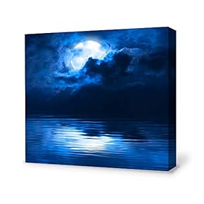 Canvas Wall Art for Living Room,Bedroom Home Artwork Paintings Charming Moon Ready to Hang - 12x12 inches