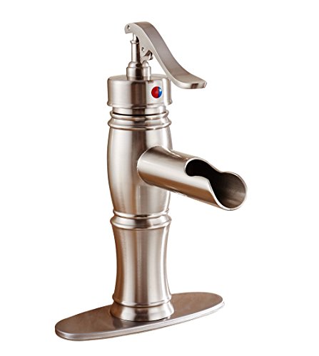 Eyekepper Brushed Nickel Bathroom Faucet Waterfall Basin Mixer Tap