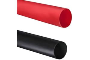 OLIREXD Dual Wall Heat Shrink Tubing 3:1 Ratio Heat Activated Adhesive Glue Lined Marine Shrink Tube Wire Sleeving Wrap Protector Black and Red, 2 Pack, 1.2M/4FT (Dia 12.7mm (1/2"))
