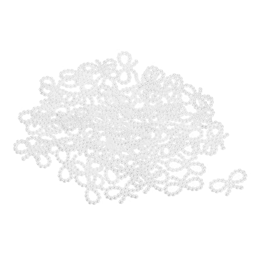 MECCANIXITY 200 Pcs Tiny Glitter Christmas Bows ABS Pearl-Like Bow White Garland for DIY Craft Project New Year Winter Party Valentines Supplies