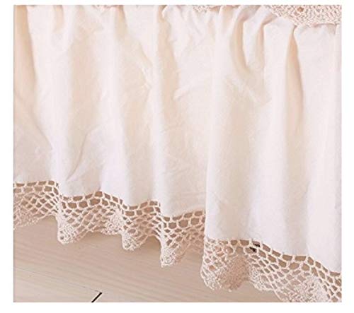 FineHome 100% Cotton Handmade Crochet Joint Fabric Table Runner, Placemats, Table Topper, Table Cloth, Cushion case, Bed Skirt, Dust Ruffle (Bedskirt-King-Calking, White)