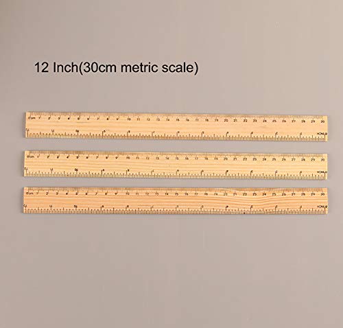 RAYNAG Set of 3 Wooden Ruler 6/5/12 Inch Solid School Office Measuring Rulers Tool Kit with Conversion Table - Thumbnail 6