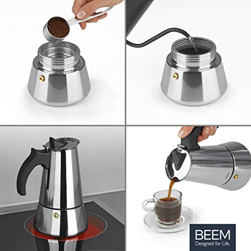 BEEM ESPRESSOMAKER Espressokocher - 6 Tassen | Kaffeekocher | Induktion geeignet | Edelstahl | 200-300 ml Mokka… – Bild 5