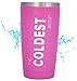 Coldest Stainless Steel Vacuum Insulated Double Wall Travel Modern Tumbler, Durable Coffee Mug, Thermal Cup with Splash Proof Sliding Lid | 20 oz, Flamingo Pink