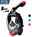 Dowellife Tubeless Full dry Full Face 180° Vision Diving Anti-Fog Snorkel Mask. No Chokes Water (black, Large&Extra large)