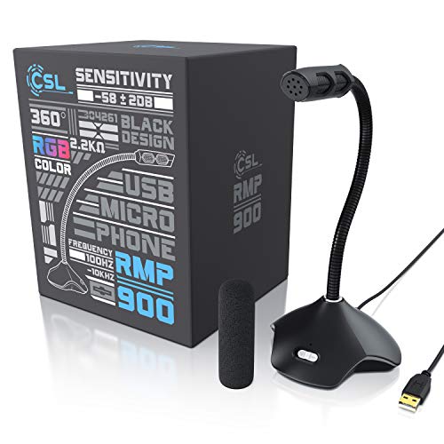 CSL - USB PC Mikrofon RGB – Tischmikrofon Standmikrofon – einstellbare Lautstärke – hohe Klangqualität – für Gaming Podcast YouTube- Plug & Play - Stummschaltung – RGB LEDs - Desktop Microphone – Bild 3