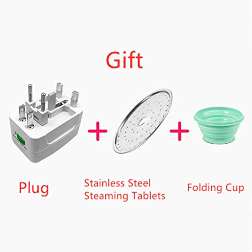 Portable Folding Electric Hot Pot, 4-in-1 Multifunction Electric Cooker Skillet Wok for Cook Rice Fried Stew Soup Steamed Fish Boiled Egg Non-Stick with Lid (20 x 15.6 cm, Green) - Thumbnail 6