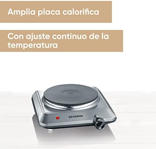 Placa de cocina portátil, placa eléctrica para cocinar fácil de limpiar, hornillo eléctrico con termostato regulable, acero inoxidable cepillado, 1500 W, KP 1092