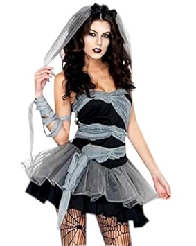 Fancyland Frauen Vampire Cosplay Geisterbraut Halloween Abendkleid Karneval Kostüm für Damen Einheitsgröße M/L