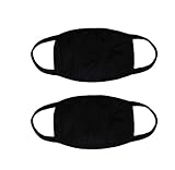 2 Pcs Unisex Adult Cotton Blend Ear Loop Face Mouth Mask Anti Dust Warm Ski Cycling Safety K-pop Fashion Mask Various Use (Black)