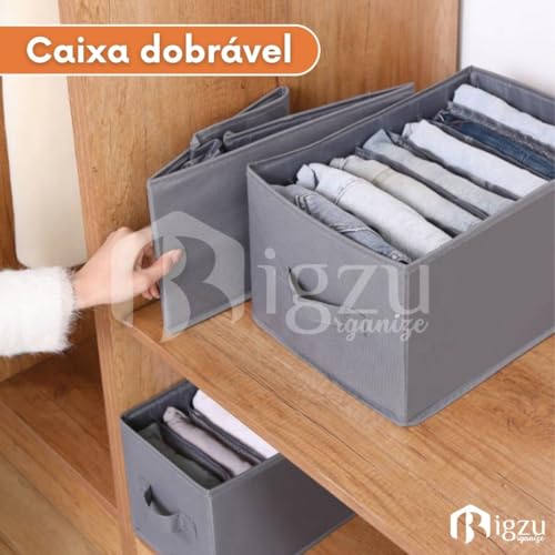 Kit C/2 Organizadores de Roupas C/7 Divisórias de Poliéster com Alças | Respirável, Dobrável, Lavável - Ideal para Guarda-Roupas, Closet, Gavetas | Marca Bigzu®