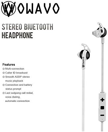 OWAVO amazing Bluetooth Headphones Wireless Earbuds Sports In Ear Sweatproof Earphones with Built in Mic (Balanced Audio, Lossless sound, Cordless 4.1, CVC 6.0 Noise Cancellation)-White
