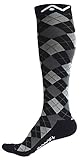 A-Swift Compression Socks for Women & Men - Black Argyle, Large