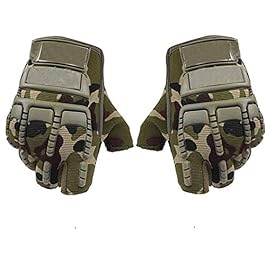 Kandid Bike Motorcycle Army Print Motorbike Half Racing Gloves (Large, Green, Set of 2)