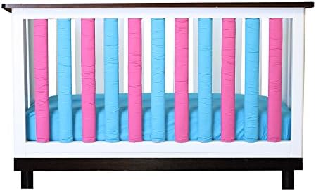 Go Mama Go Pure Safety Vertical Crib Liners, Fuschia & Turquoise, 38 Count