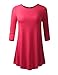 AMORE ALLFY Women's 3/4 Sleeve Round Neck Flare Hem Tunic Fuchsia XX-Large