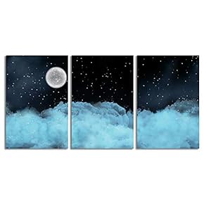 Canvas Wall Art Abstract Beautiful Sky Fantasy Painting Artwork for Home Prints Framed - 16"x24" x 3 Panels