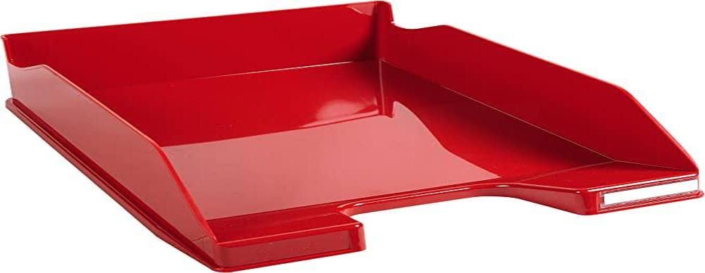 Exacompta - Ref 113218D - Iderama Collection - Letter Tray Combo Midi - 347 x 255 x 65mm in Size, Suitable for A4 Documents, Stackable, Holds Approx. 500 Sheets - Carmin Red Glossy