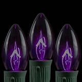 Novelty Lights 25 Pack C9 Twinkle Outdoor String Light Christmas Replacement Bulbs, Black Light Purple, E17/C9 Base, 7 Watt