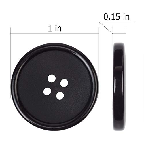 Black Button 1 Inch Buttons Sewing Flatback Button Black Coat Buttons Black Colored Pack of 10