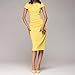 2018 New! Women Work Dresses,Summer Casual Solid Short Sleeve Slim Pencil Mini Dress (Yellow, L)