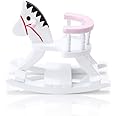 Dollhouse Miniature Rocking Horse Chair 1:12 Scale Wooden Accessories Cute Cockhorse Dollhouse Furniture Decoration Model Baby Room (Pink)