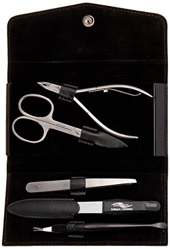 Budd Leather Company Women's Solingen Chrome 5 Piece Manicure Set, Black, 1 Pound