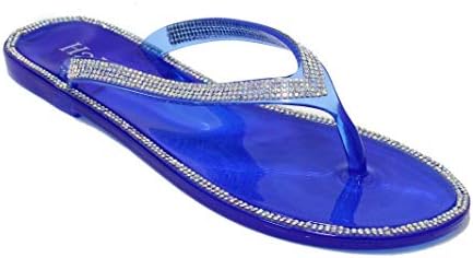 H2K Women's Bling Sparky Glitter Rhinestone Gold Silver Flat Thong