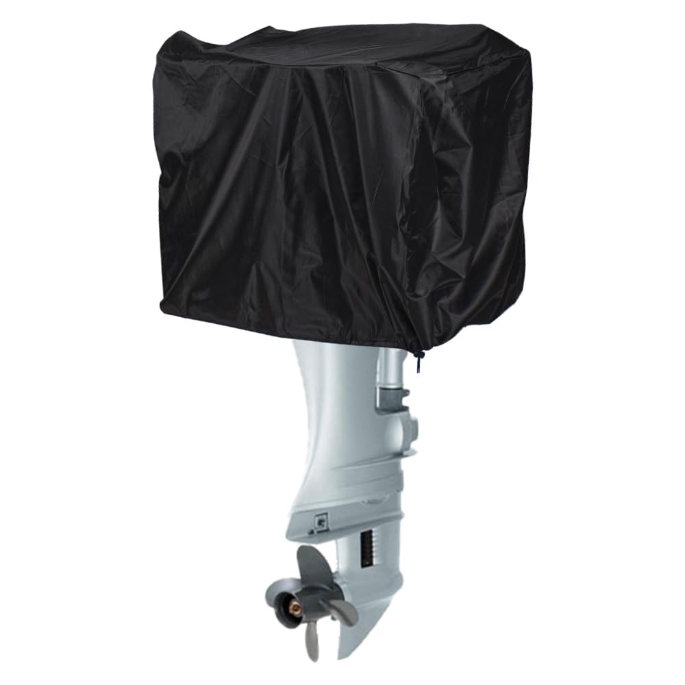 XhuangTech Boat Outboard Motor Cover, 210D Waterproof Sunproof Half Outboard Propeller Cover, Boat Outboard Engine Cover with Elastic Strap Fixing (62 x 36 x 49 cm / 30-60 HP)