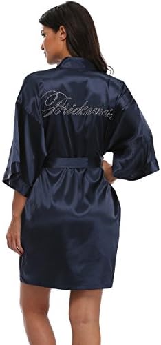 TheBund Women's Pure Colour Short Kimono Robes for Wedding Party