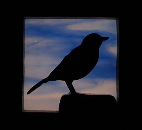 Stain glass night light bird silhouette Handmade in the USA