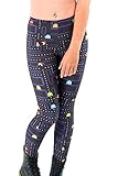 Women's 3D Digital Cartoon Pacman Game Printed High Waisted Leggings Black Plus Size XL